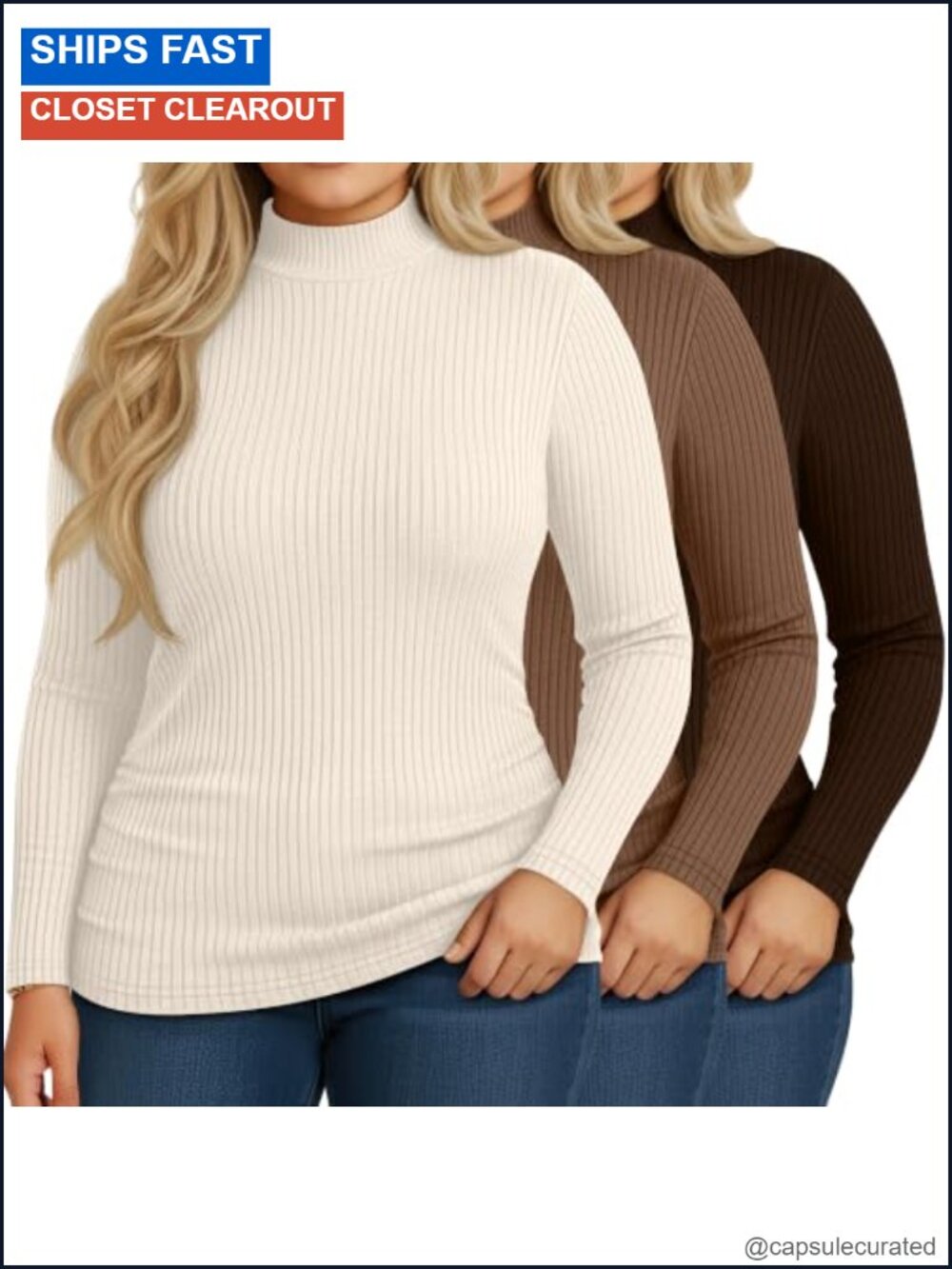 Womens Plus Size Ribbed Turtleneck Top Mock Neck Long Sleeve Pullover Base Layer